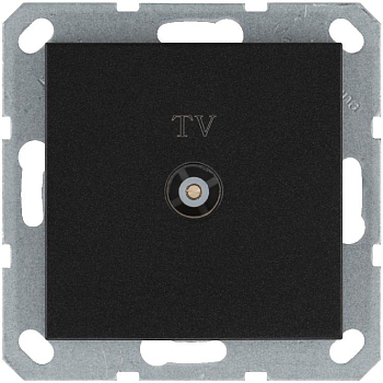 Розетка телевизионная проходная TV Ф9.5мм механизм антрацит Jasmart G6002B