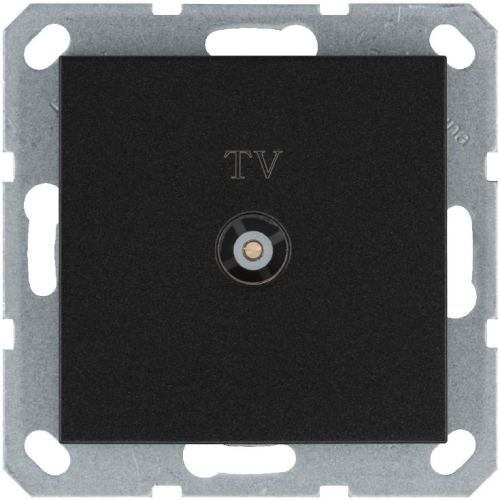 Розетка телевизионная проходная TV Ф9.5мм механизм антрацит Jasmart G6002B