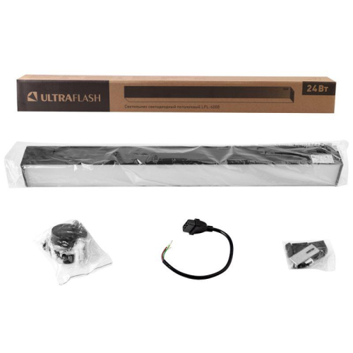 Светильник светодиодный офисный LPL-6008 600х55х55 24Вт 4000К LED черн. Ultraflash 15546