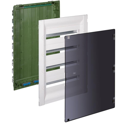 Щиток распределительный СП Practibox3 IK 07 4 рейки 72мод. с клеммник. заземл. и нейтрали IP40 прозр. дверь Leg 401759