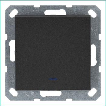 Выключатель 1-кл. 10А IP20 с подсветкой механизм антрацит Jasmart G3011NB