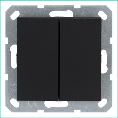 Переключатель проходной 2-кл. 10А IP20 механизм черн. матов. soft touch Jasmart G3022PB