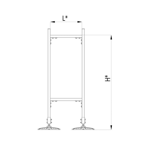 Конструкция опорная для горизонт. прямоугол. воздуховодов и метал. лотков кабеленесущих систем TECHNORAPTOR FOOT 500х1500 KM-TR-F-SSHRAD-500-1500 КМ TR0094