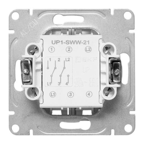 Выключатель проходной 2-кл. СП Эпика механизм бел. EKF UP1-SWW-21