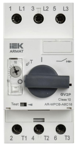 Выключатель автоматический защиты двигателя A6 GV2P 10-16А ARMAT IEK AR-MPCB-A6C16