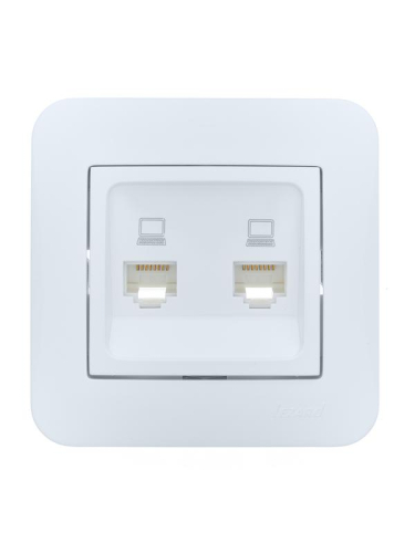 Розетка компьютерная 2-м СП ASTI IP20 RJ45 в сборе бел. LEZARD 7081-0202-141