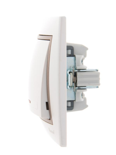 Выключатель Mira с подсветкой жемчуж./бел. метал./свет. корич. метал. LEZARD 701-3031-111