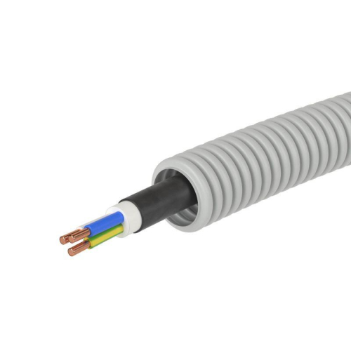 Труба гофрированная ПВХ гибкая d20мм с кабелем ВВГнг(А)-LS 3х2.5 РЭК ГОСТ+ сер. (уп.100м) DKC 9S920100