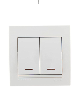 Выключатель 2-кл. СП Deriy 10А с подсветкой бел. LEZARD 702-0202-112