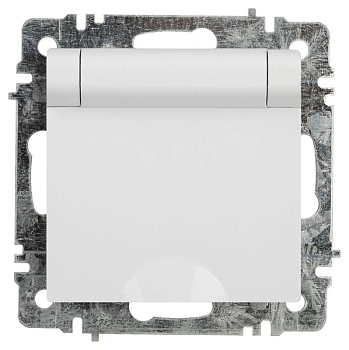 Розетка Intro Accent 6-203-01 2P+E Schuko с крышкой 16А-250В IP20 СУ AL/CU бел. Intro Б0063709