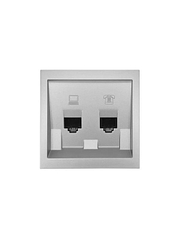 Розетка компьютерная + телефонная СП ZIMA IP20 механизм сер. матов. LEZARD 704-7488-143