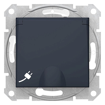 Механизм розетки 1-м СП Sedna 16А IP44 250В с заземл. защ. шторки с крышкой графит SchE SDN3100370