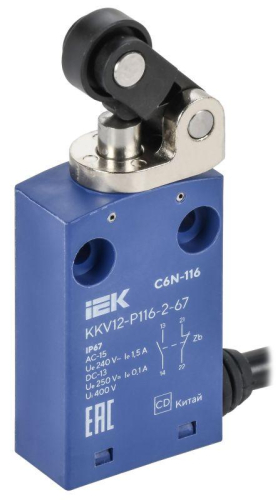 Выключатель концевой C6N-116 толк. с рыч. рол. прав. IP67 IEK KKV12-P116-2-67