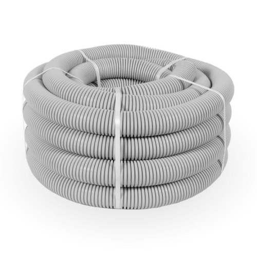 Труба гофрированная ПВХ тяжелая d40мм с протяжкой 750 Н сер. (уп.15м) Промрукав PR.0140411