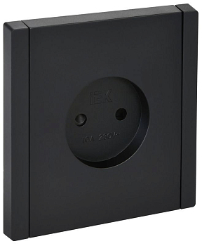 Розетка 1-м СП FORTE&PIANO FP117 10А без заземл. защ. шторки винт. крепл. черн. IEK FP-R13-10-K02