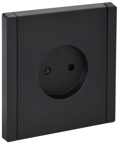 Розетка 1-м СП FORTE&PIANO FP117 10А без заземл. защ. шторки винт. крепл. черн. IEK FP-R13-10-K02