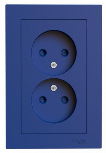 Розетка 2-м. AtlasDesign 16А без заземл. со шторками в сборе аквамарин SE ATN001122