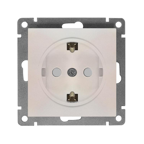 Розетка 1-м СП Афина 16А IP20 с заземл. защ. шторки механизм жемчуж. Universal A0049-OBr