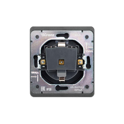 Розетка 1-м СП ROUND MIELE 16А с заземл. защ. шторки и крышкой титан Kranz KR-78-0702-2