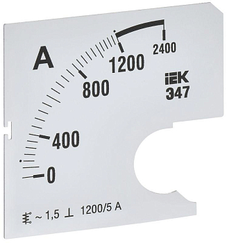 Шкала сменная для амперметра Э47 1200/5А-1.5 72х72мм IEK IPA10D-SC-1200