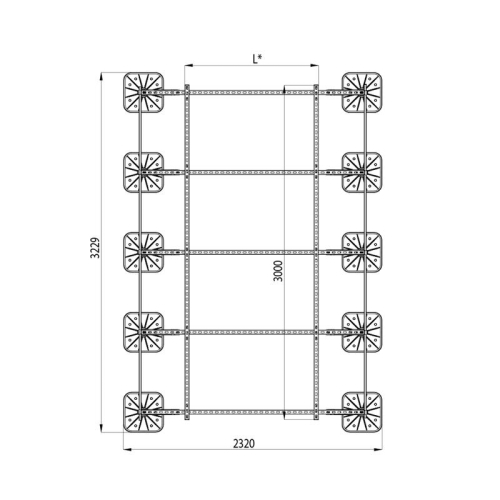 Конструкция опорная для установки оборудования TECHNORAPTOR FOOT 2000х3000 тип 2 KM-TR-F-SSEI-2000-3000-2 КМ TR0046