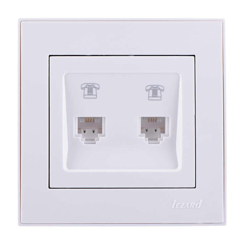 Розетка телефонная 2-м СП Rain RJ11 16А IP20 евро стандарт бел. LEZARD 703-0202-138