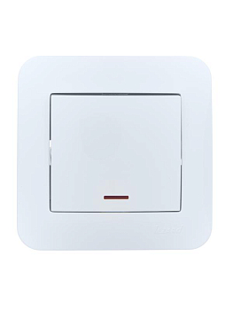 Выключатель 1-кл. 1п СП ASTI 10А IP20 с подсветкой в сборе бел. LEZARD 7081-0202-111