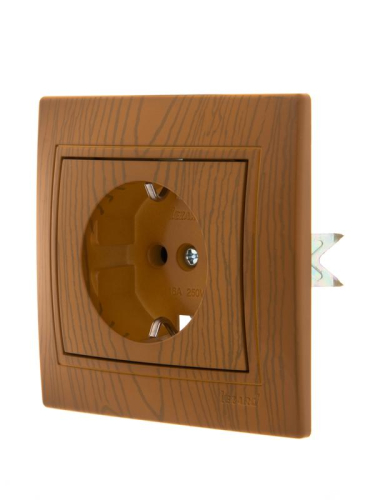 Розетка 1-м СП Mira 16А IP20 с заземл. керамика ольха LEZARD 701-0701-122