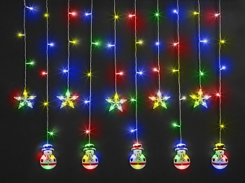 Гирлянда светодиодная "Бахрома" "Звезды и снеговики" 95 026 NGF-D037-03 3х0.6м RGBY IP20 Navigator 95026