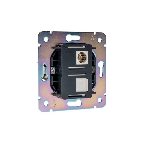 Розетка компьютерная + телевизионная СП ROUND MIELE RJ45 кат6 + TV перламутр Kranz KR-78-0722-1