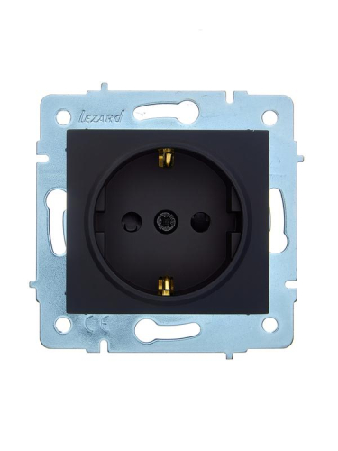 Розетка 1-м СП ASTI 16А IP20 с заземл. защ. шторки термопласт механизм черн. бархат. LEZARD 7081-4288-124B