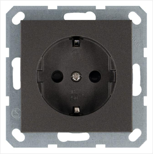 Розетка 1-м Shuko 16А IP20 с заземл. защ. шторки механизм мокко Jasmart G5501Z