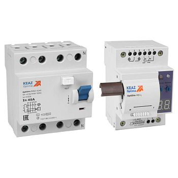 Моторпривод OptiDin MD-L-УХЛ4 + ВДТ без защиты от сверхтоков OptiDin DM63-4225-AС-УХЛ4 (4P 25 30mA) КЭАЗ 361845