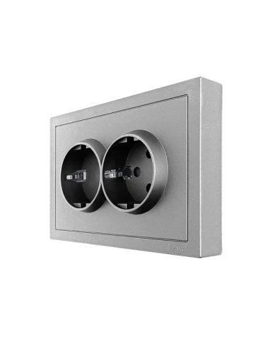 Розетка 2-мест. б/з СП ZIMA IP20 16А ПБТ безвинт. зажим сер. матов. LEZARD 704-7400-128BQC