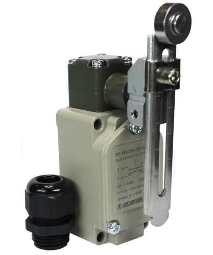 Выключатель путевой ВП 15К-21А-291-54 У2.8 рычаг с роликом регулир. по длине прямого действия IP54 Электротехник ET013082