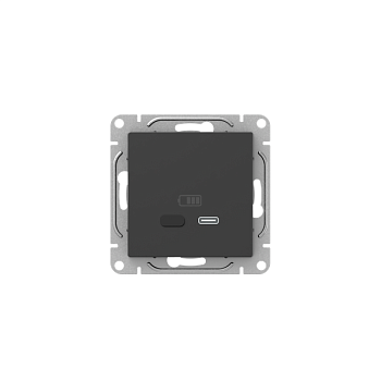 Розетка СП Эпика USB-С быстрая механизм черн. EKF UP1-SOB-USBCF