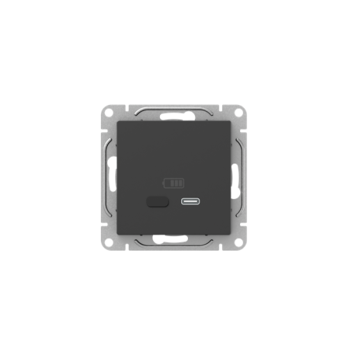 Розетка СП Эпика USB-С быстрая механизм черн. EKF UP1-SOB-USBCF