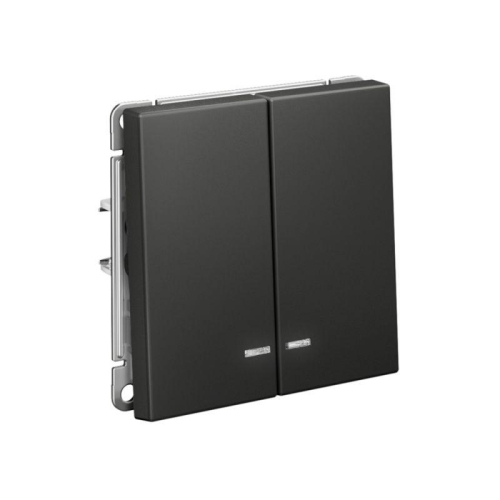 Выключатель 2-кл. ArtGallery (сх. 5а) 10AX с подсветкой быстрозажим. клем. механизм базальт SE GAL001453S