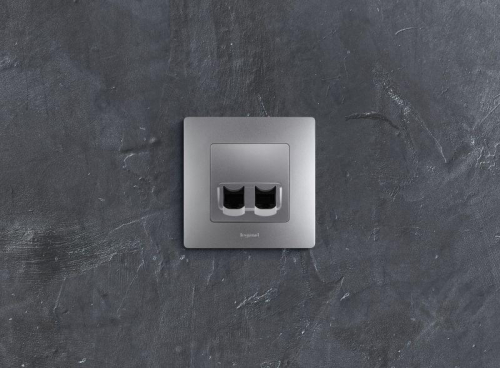 Розетка компьютерная 2-м СП Etika RJ45 кат.5E UTP механизм алюм. IEK 672455