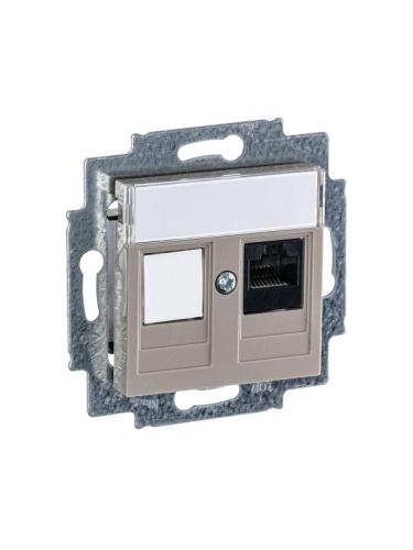 Розетка информационная Levit RJ45 кат. 5e и заглушка кофе макиато ABB 2CHH295117A6018