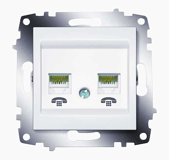 Розетка телефонная 2-м Cosmo RJ11 механизм бел. ABB 619-010200-222