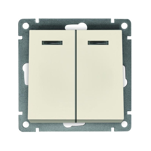 Выключатель 2-кл. СП Афина 10А IP20 с подсветкой механизм сл. кость (ivory) Universal A0123-I