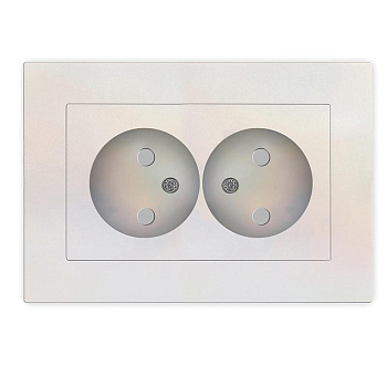 Розетка 2-м СП Афина 16А IP20 без заземл. защ. шторки в сборе жемчуж. Universal A0048-OBr