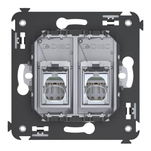 Розетка 2-м RJ-45 СП кат.5e экранированная Avanti "Закаленная сталь" DKC 4404364