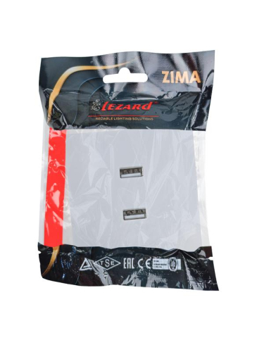Розетка 2-мест. USB разъем СП ZIMA IP20 бел. LEZARD 704-0288-192