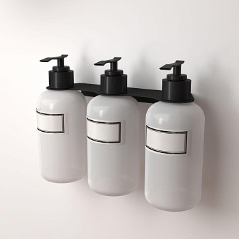 Держатель дозатора для жидкого мыла и шампуней на 3 флакона настенный черн. Rexant 38-0701