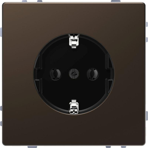 Розетка 1-м СП Merten D-Life 16А IP20 с заземл. без защ. шторок SD мокко SchE MTN2301-6052