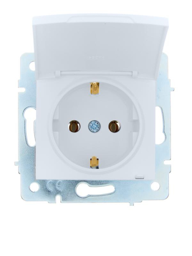 Розетка 1-м СП ASTI 16А IP20 с заземл. с крышкой термопласт механизм бел. LEZARD 7081-0288-123В