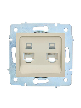 Розетка компьютерная 2-м СП ASTI IP20 RJ45 механизм крем. LEZARD 7081-0388-141