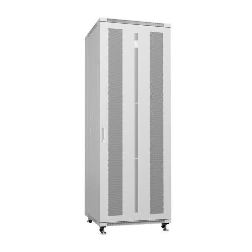 Шкаф монтажный телекоммуникационный напольн. ND-05C-47U80/80 19дюйм 47U 800х800х2277мм для распределит. и серверн. оборудования; передн. и задн. перфорир. двери ручка с замком RAL 7035 сер. Cabeus 7866c